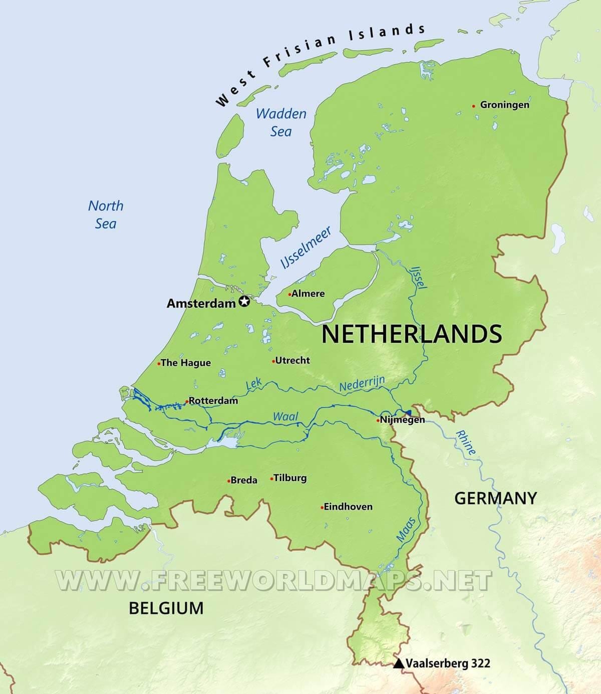 荷兰的地理地图