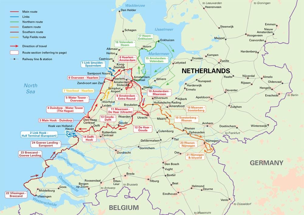荷兰自行车路线的地图