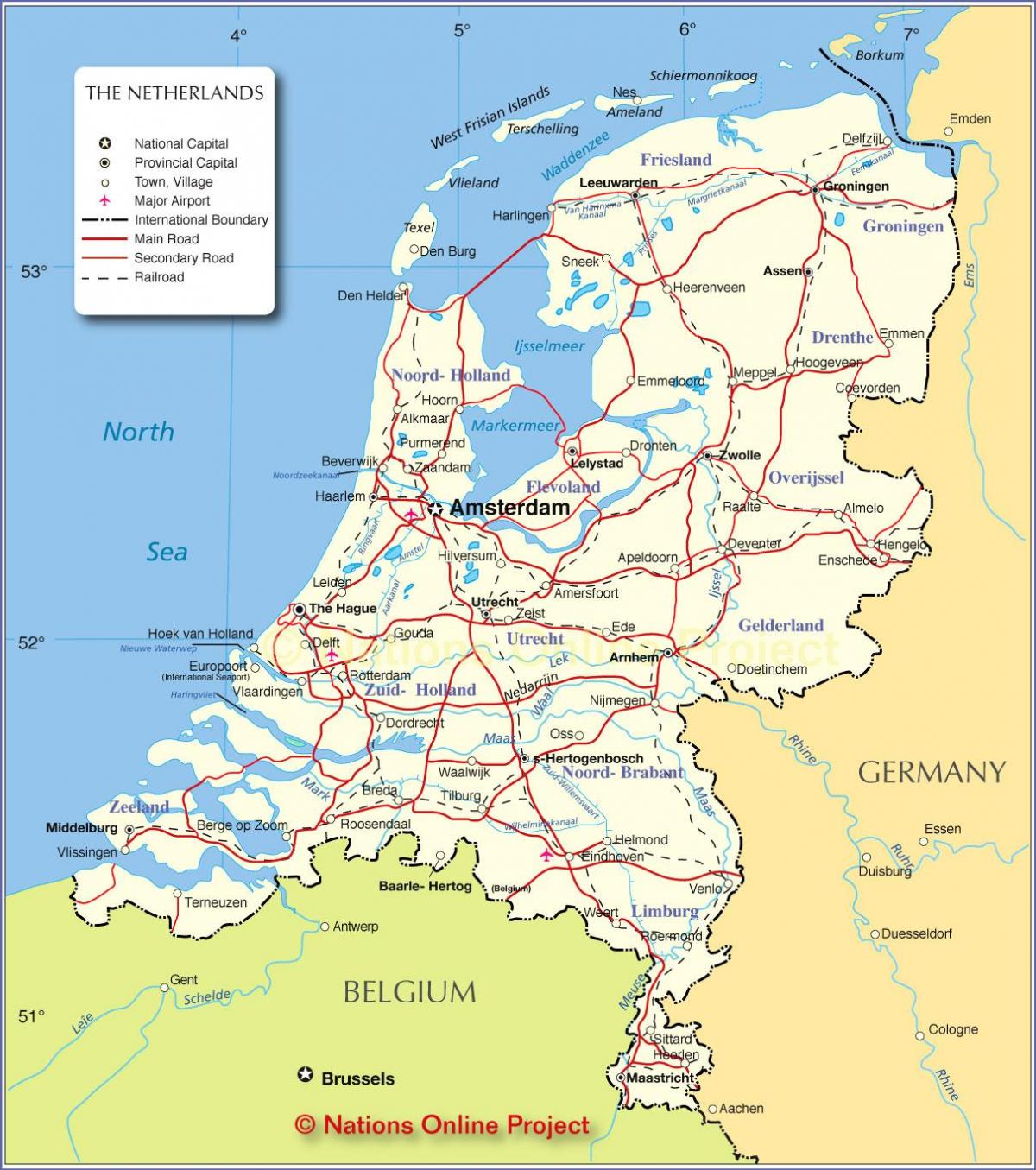 地图荷兰和周边国家