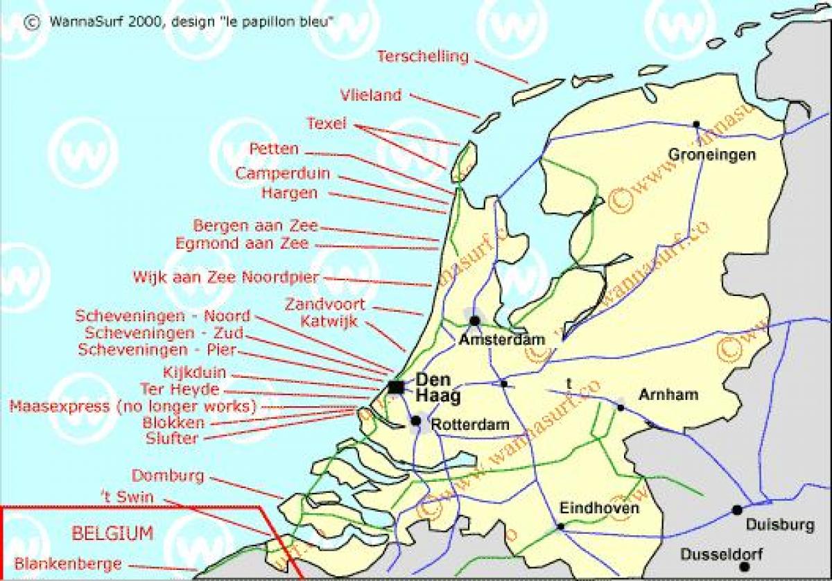 荷兰海滩的地图