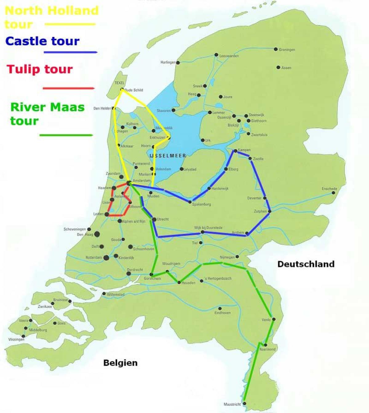 荷兰自行车路线的地图